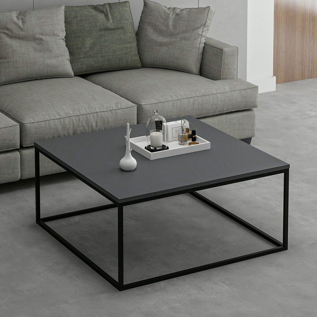 Маса Hanah Home Club Loni 90x41x90cm Антрацит