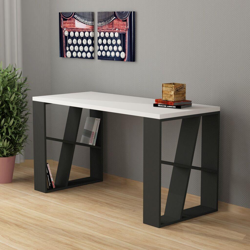 Биро Hanah Home Honey White Anthracite 140x75x60​​см, бело