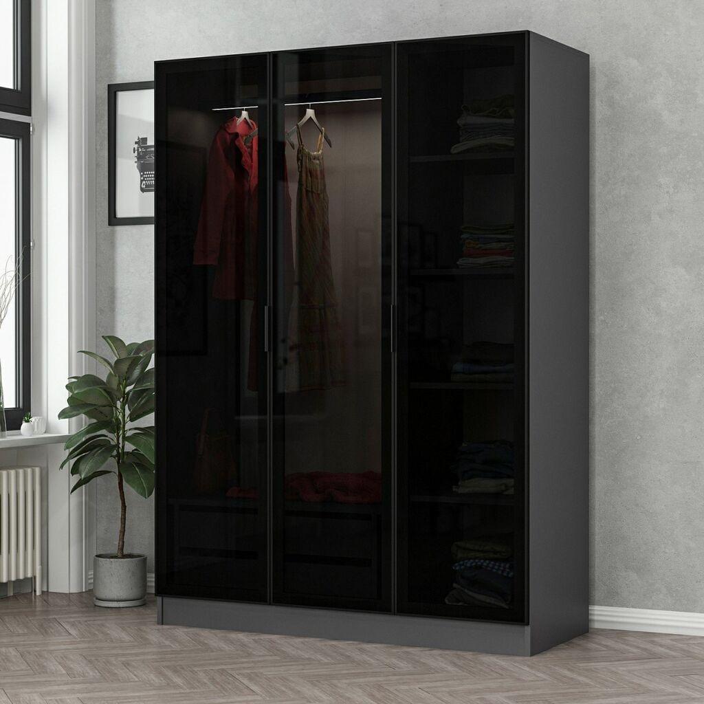 Гардеробер Hanah Home Кејл 135x190x52 см црна
