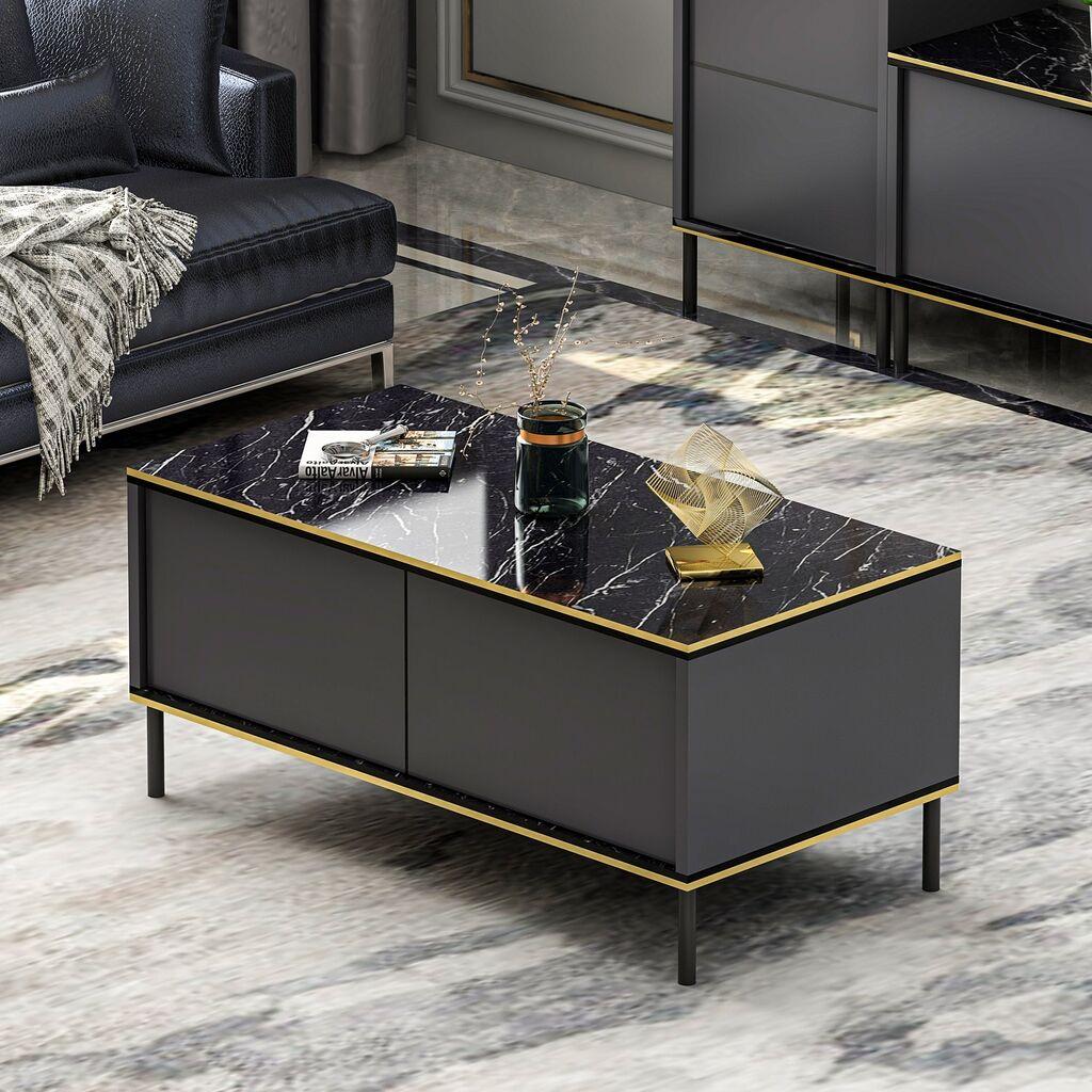 Маса Hanah Home Club, Имај 90x40x45 см, Антрацит