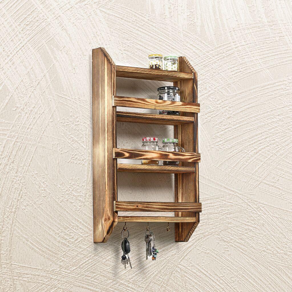 Aberto Design Кујнска полица со кука за полици, 58x29x10 см, кафеава