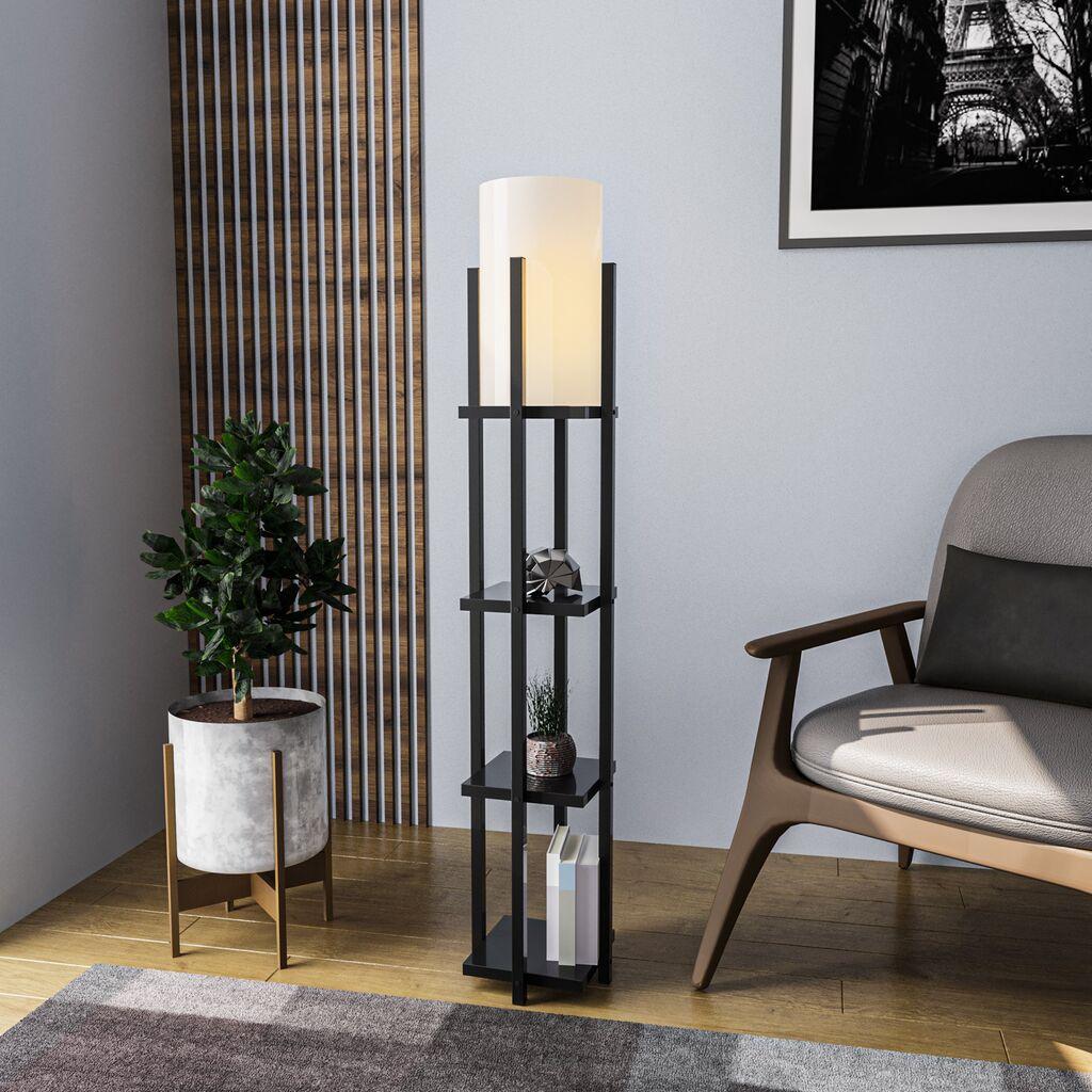 Подна ламба Opviq Polish Lamp 8111, црно-бела