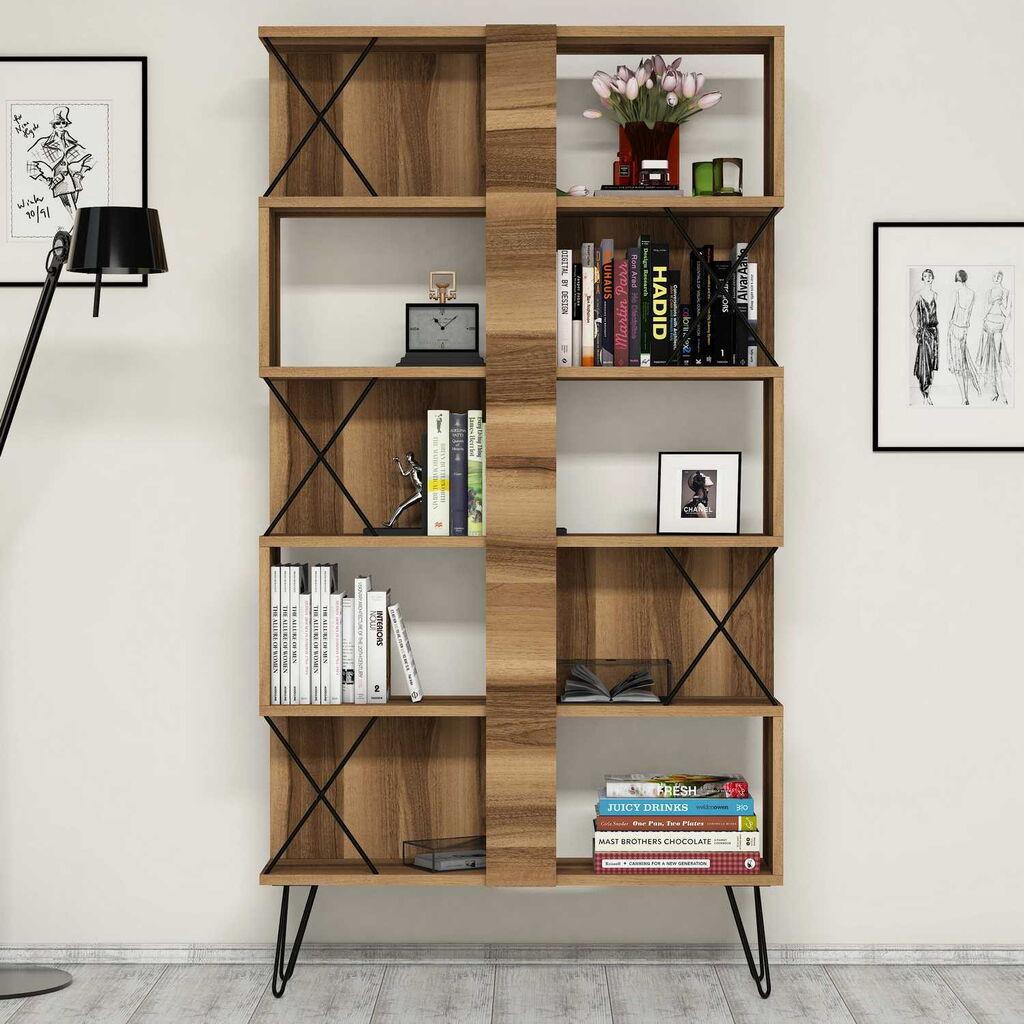 Полица за книги Hanah Home Extra Walnut 90x167.3x22 см, кафеава