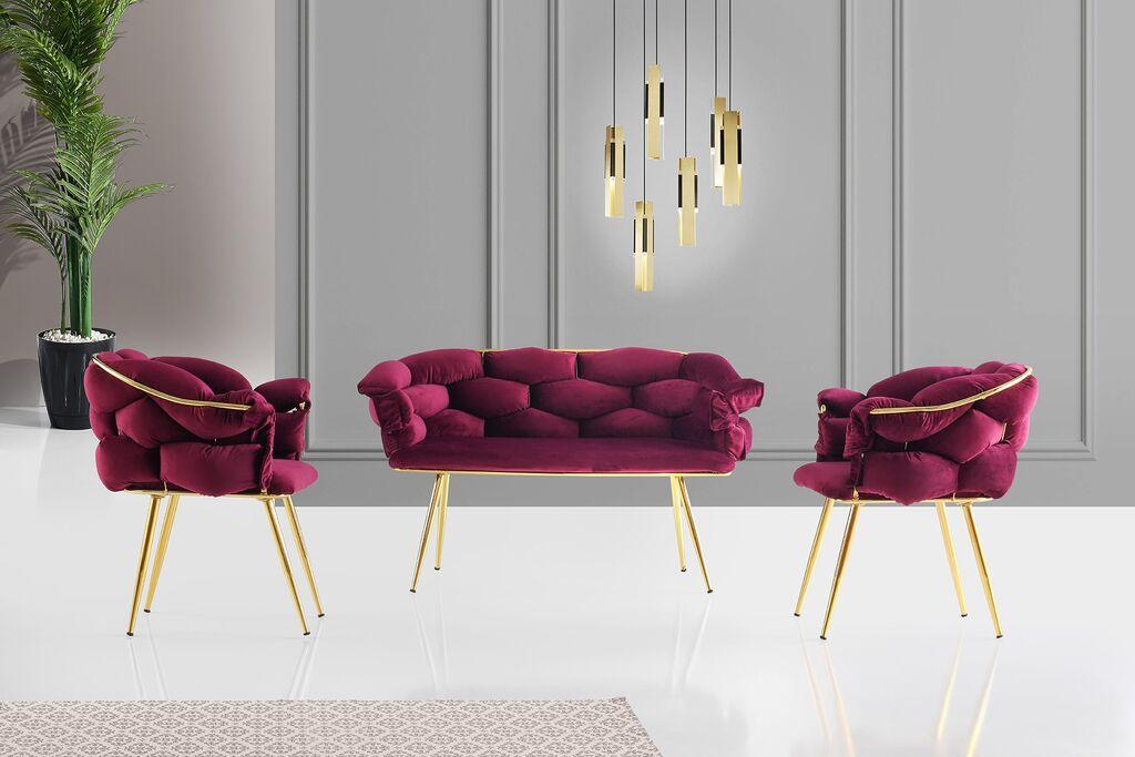 Комплет софа Hanah Home Balon 2105, Бордо