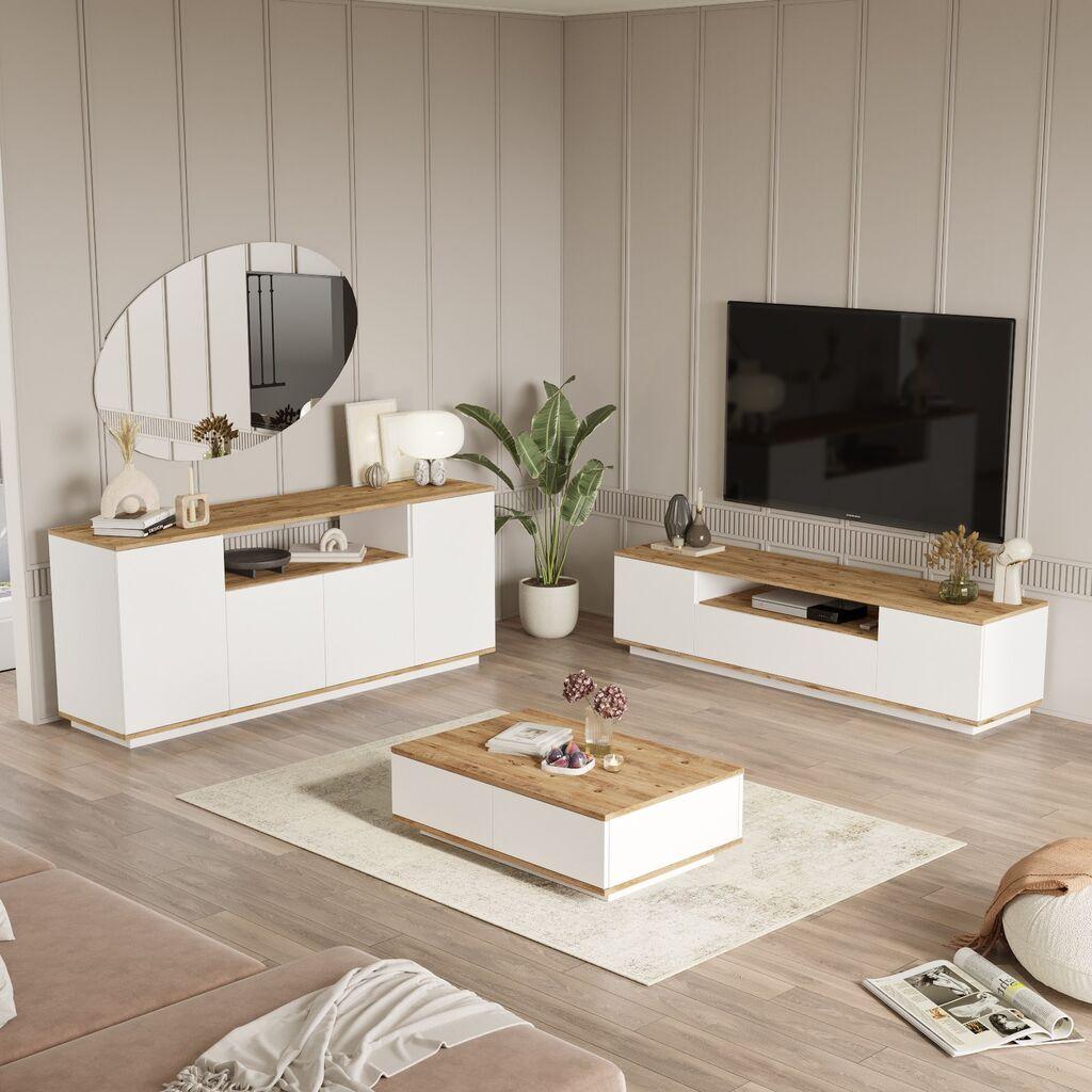 Комода и клуб маса Hanah Home TV, беж-бела