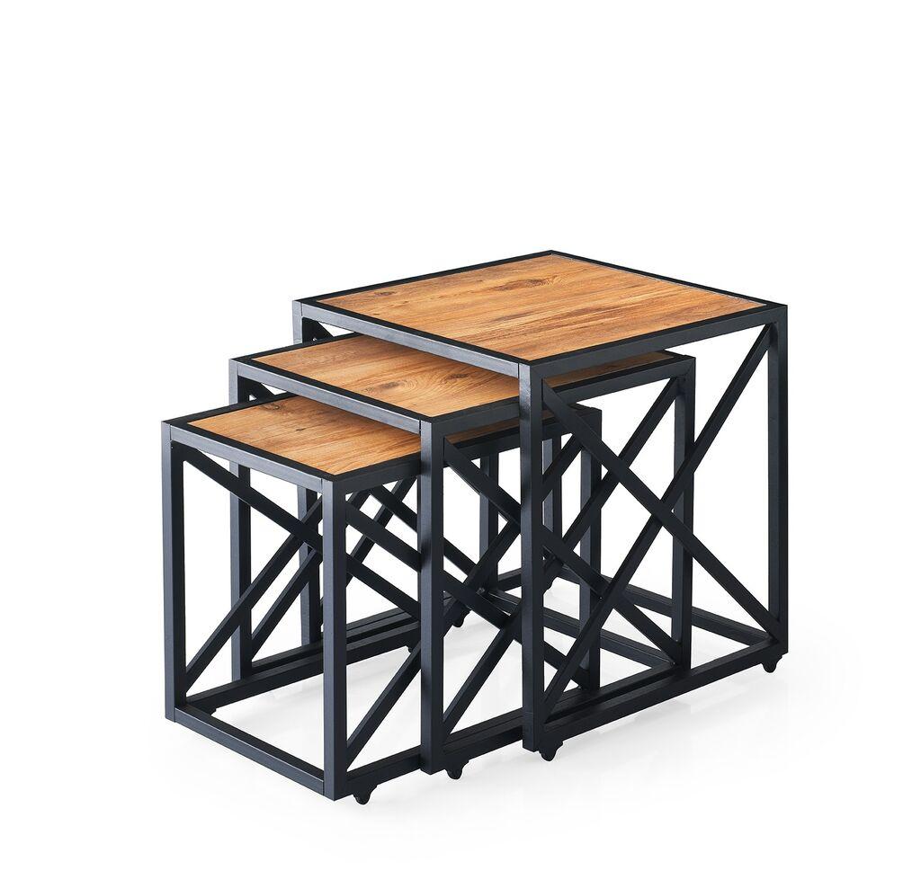 Hanah Home Комплет клуб маси, 3 парчиња Fly Oak