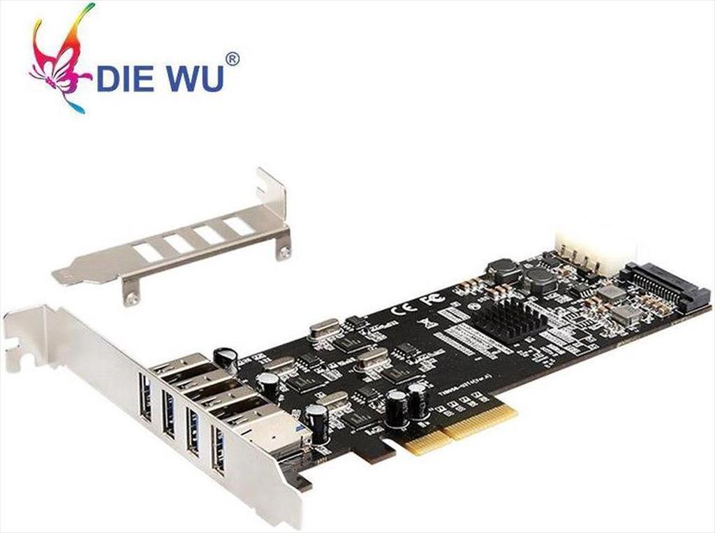 DIEU TECHNOLOGY Конвертор PCI-E To 4xUSB 3.0 TXI058, Chipset NEC, 20Gb/s LP