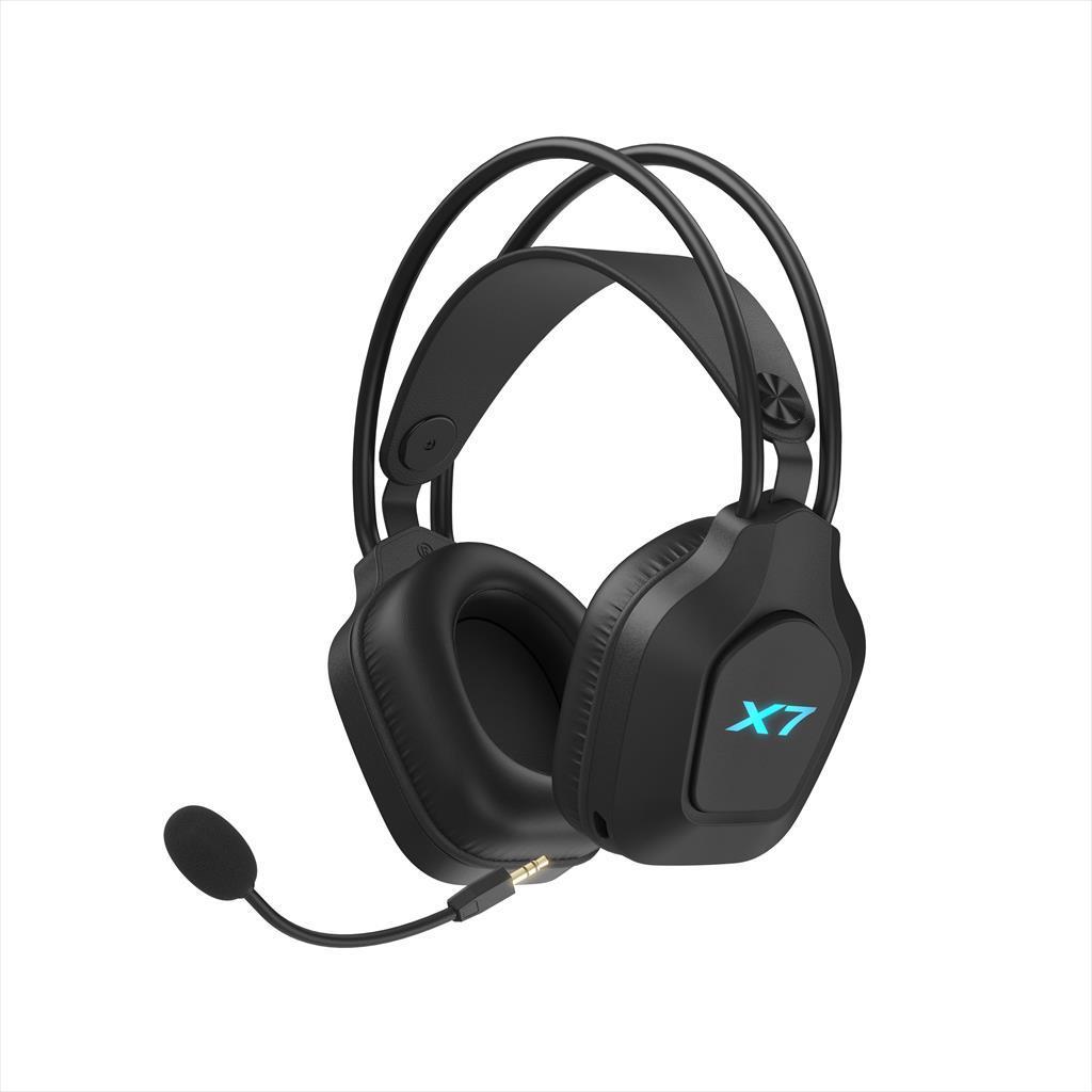 A4TECH Слушалки Безжични X7 XR-200 Gaming RGB, 3.5mm, 2.4G, BT 5.3, Mic + Extension Dock, Црни