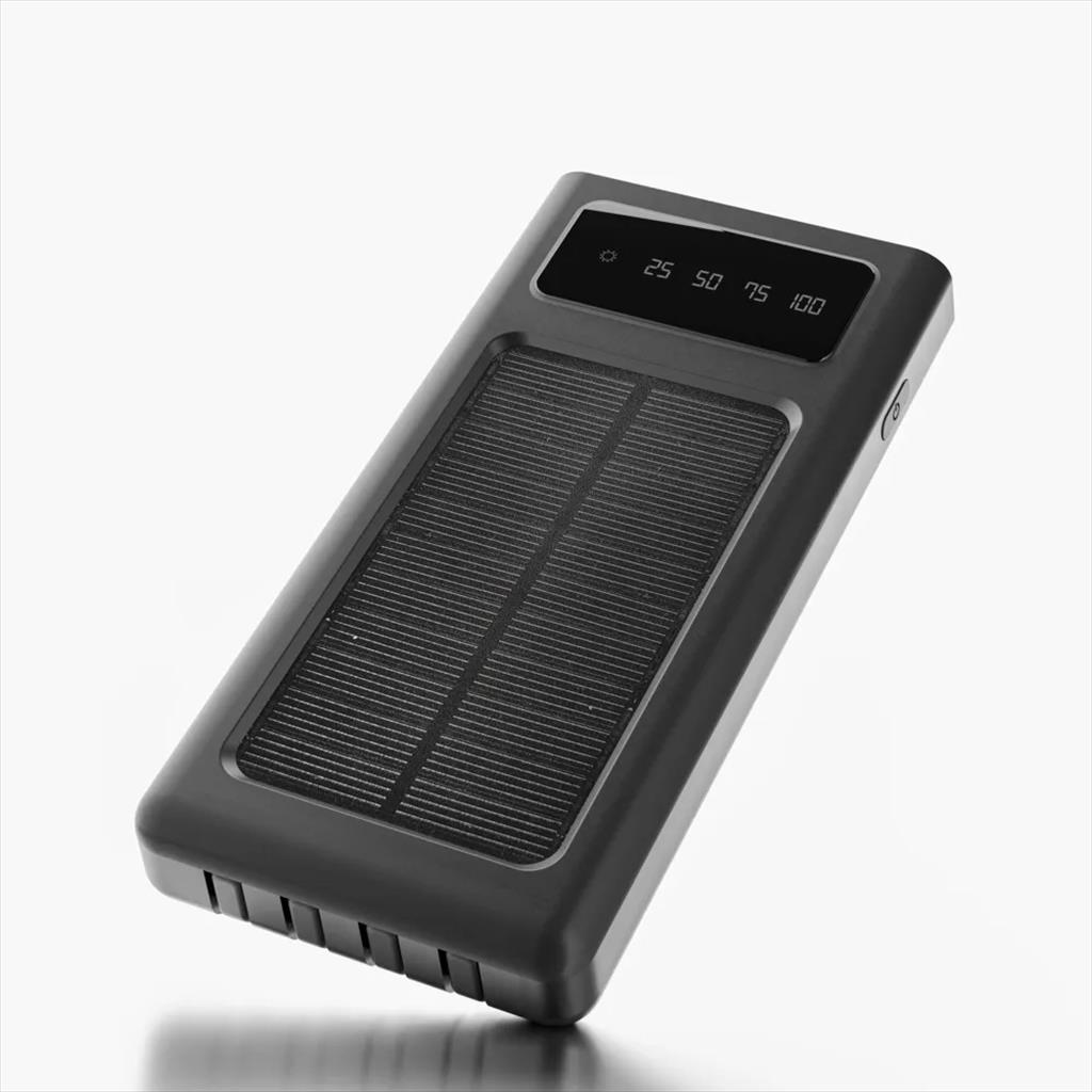 Extralink Батерија Преносна EPB-091 10000mAh, Дисплеј, ЛЕД Лампа, Соларен Панел, IPX4, 4 Кабли, Црна