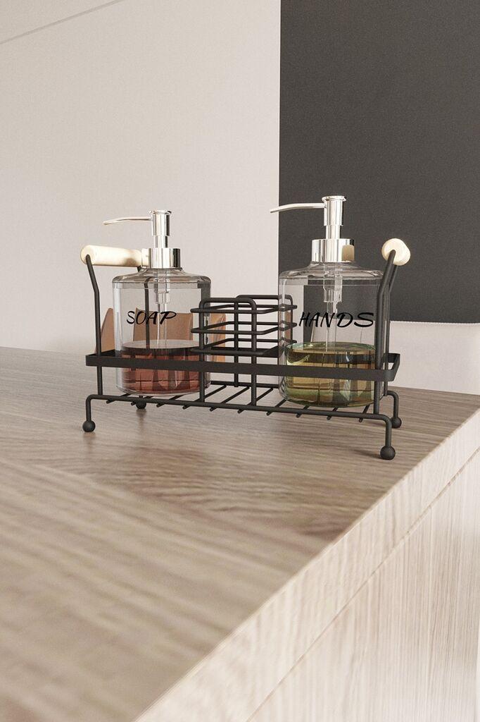 Дозатор за сапун Hermia, 100% метал, 24 x 11 x 24 см, дебелина од 2,5-5 мм, црна