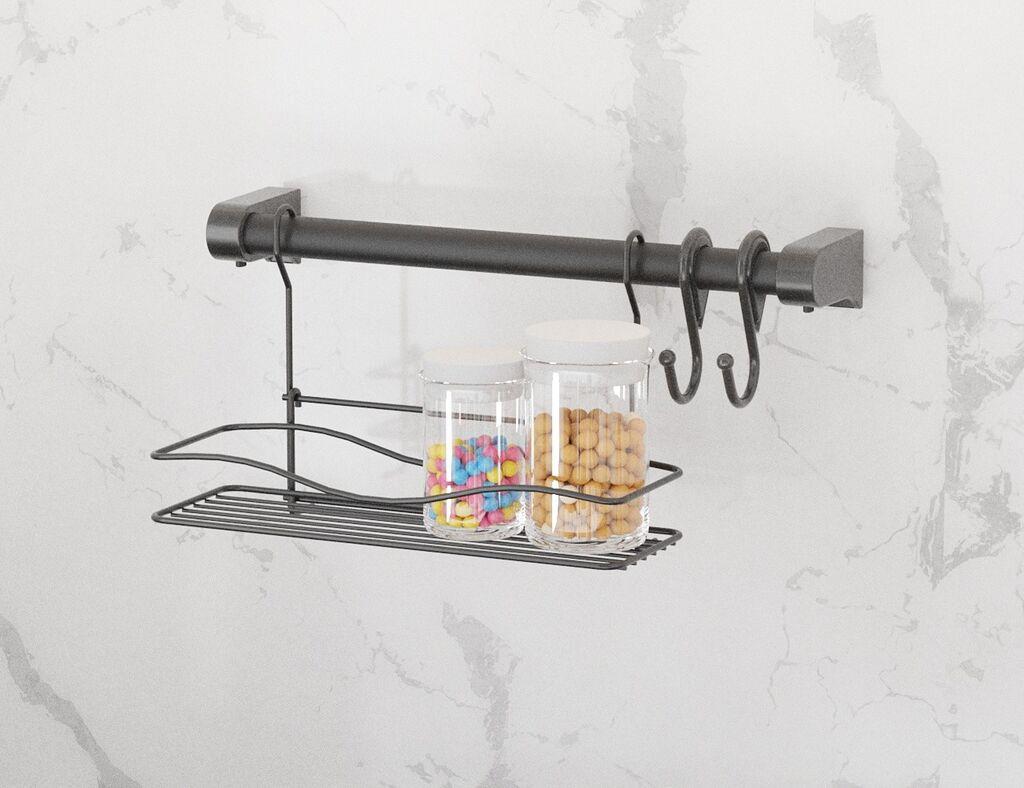 Организатор за кујна Hermia, 100% метал, 41 x 18 x 25 см, дебелина од 2,5-5 мм, црна