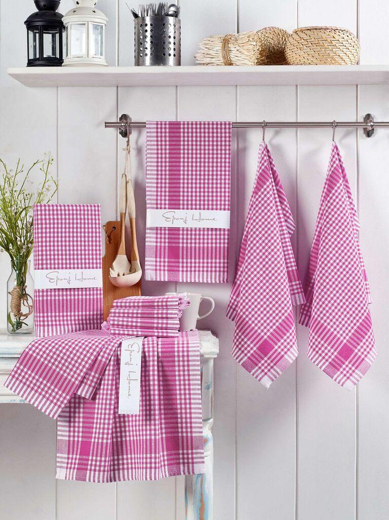 Комплет кујнски крпи Hermia, 10 парчиња, 80% памук, 20% полиестер, 45 x 65 см, розова