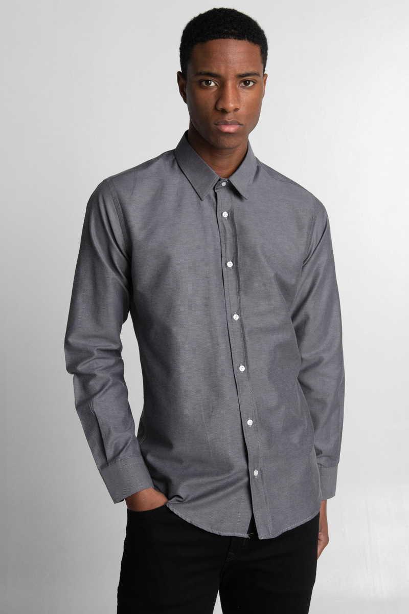 TUDORS Modern - Slim Fit кошула Темно сива