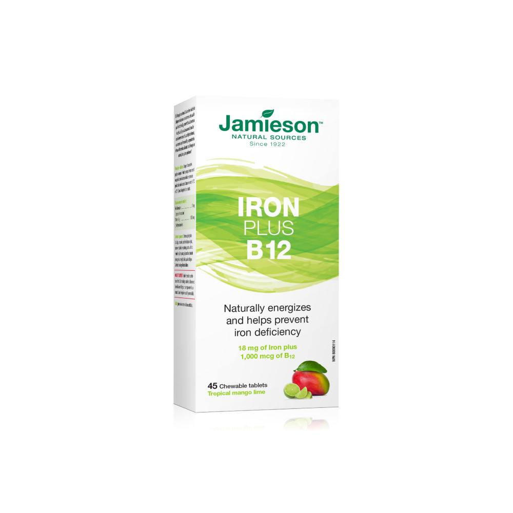JAMIESON Железо со витамин Б12 45  таблети за џвакање