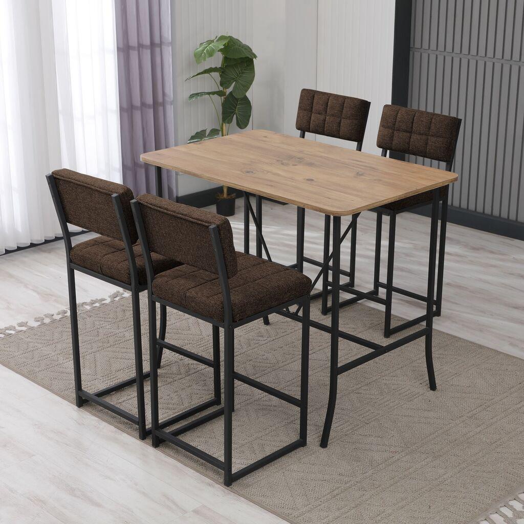 Hanah Home Комплет барски маси и столчиња, 110 x 92 x 70 см, 5 дела, антрацит