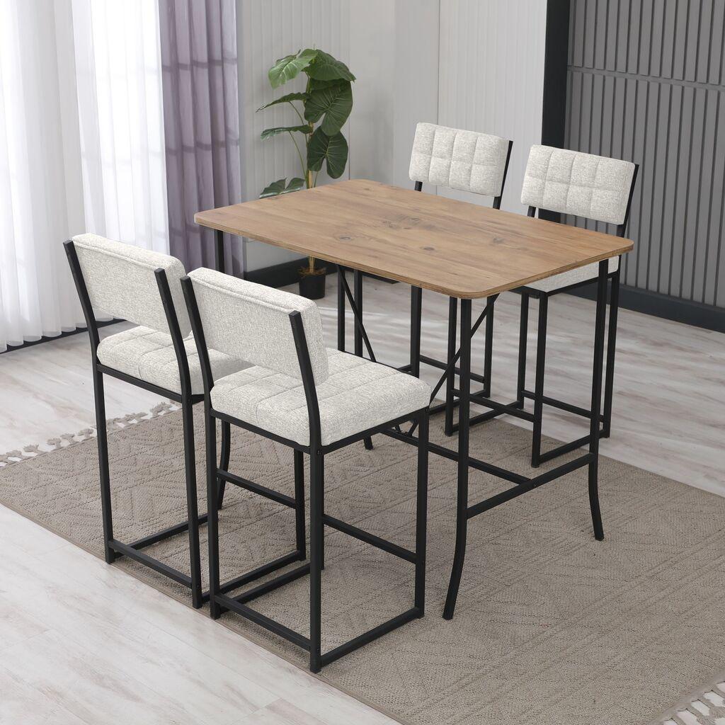 Hanah Home Комплет барски маси и столчиња, 110 x 92 x 70 см, 5 дела, антрацит