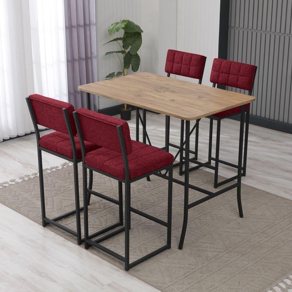 Hanah Home Комплет барски маси и столчиња, 110 x 92 x 70 см, 5 дела, антрацит
