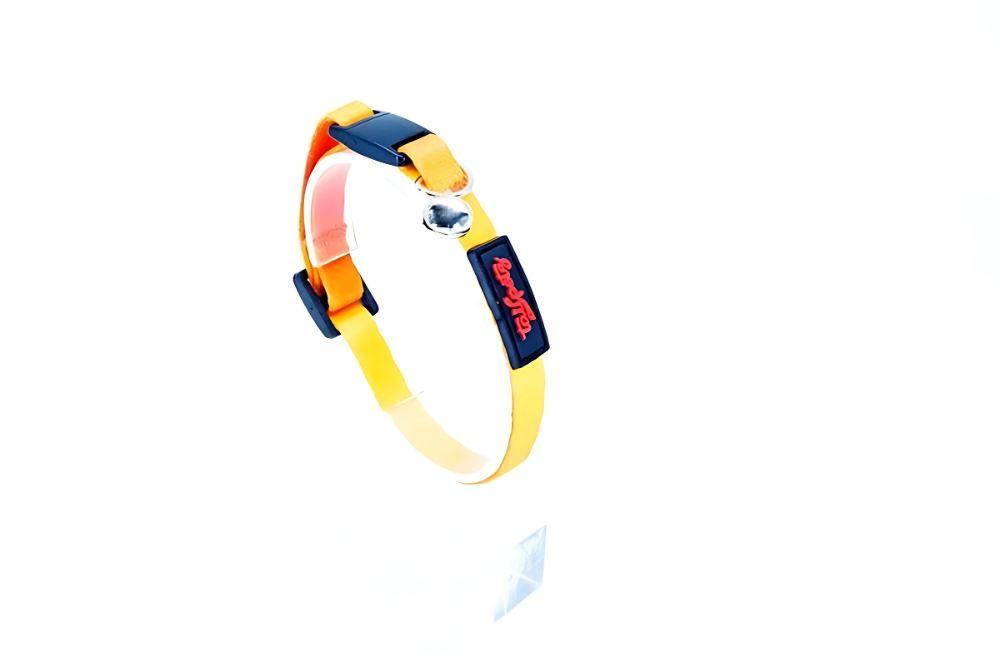 Огрлица за мачки „Шепи и мустаќи“, портокалово-жолта