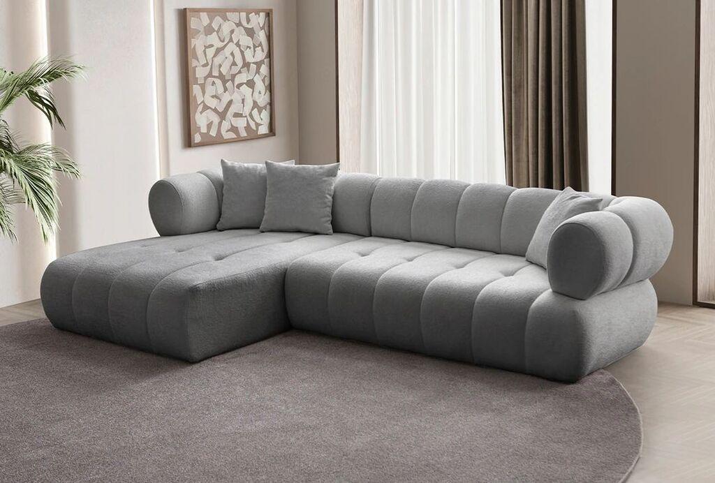 Atelier del Sofa Аголна гарнитура на кревет Petra лева, 280 x 170 см, темно сива