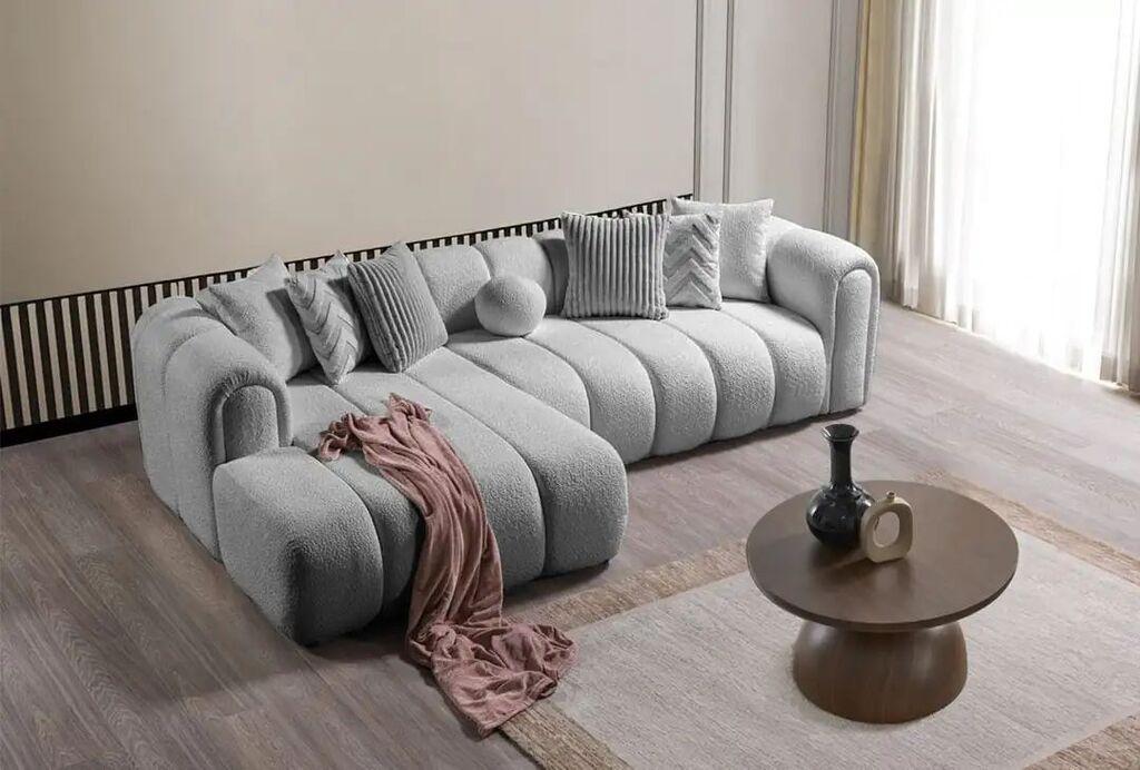 Atelier del Sofa Аголна гарнитура на расклопување N-Line лево, 265 x 185 x 95 см, темно сива
