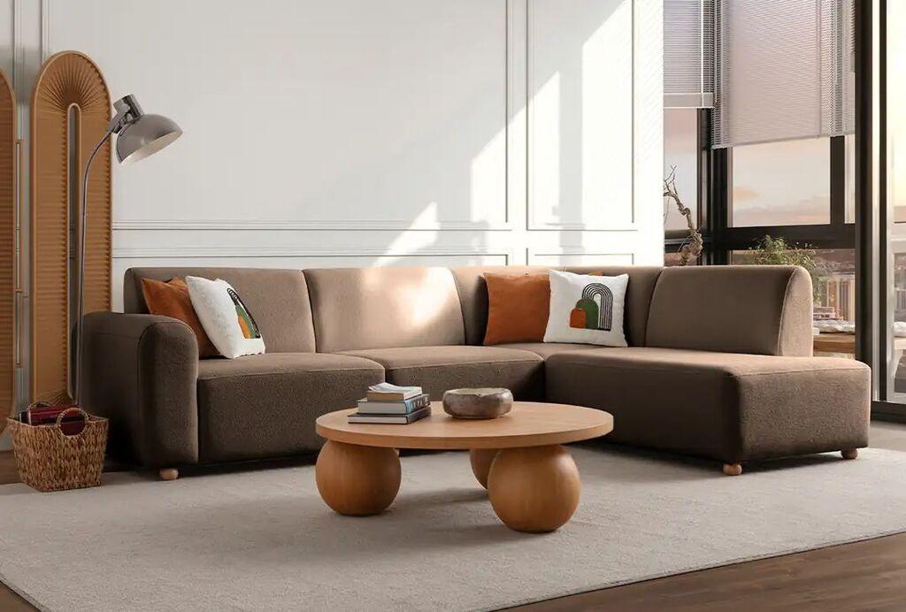 Аголна гарнитура Atelier del Sofa S-Loft десна, 206 x 290 x 90 см, кафеава