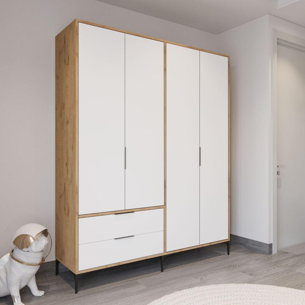 Гардеробер Hanah Home Royal, фиоки 160, 160 x 183 x 45 см, бели