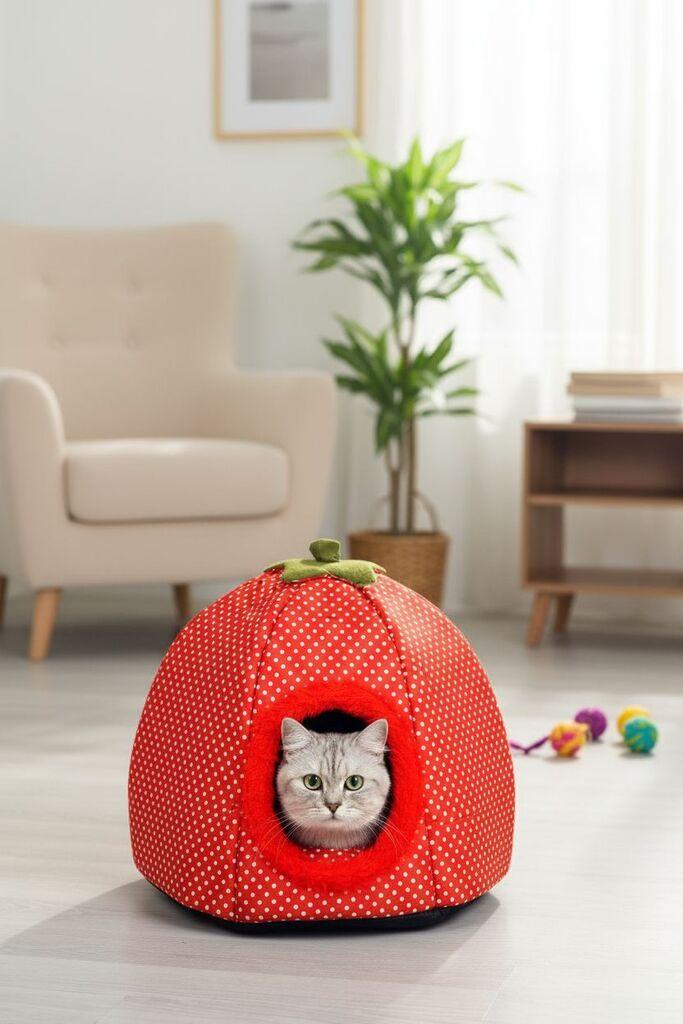 Кревет за мачки „Paws & Whiskers“ Bcps1000, црвен