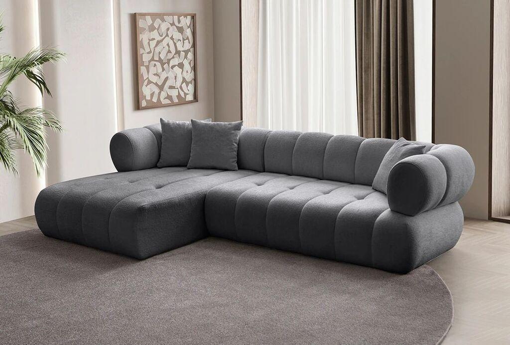 Atelier del Sofa Аголна гарнитура на кревет Petra лева, 280 x 170 см, темно сива