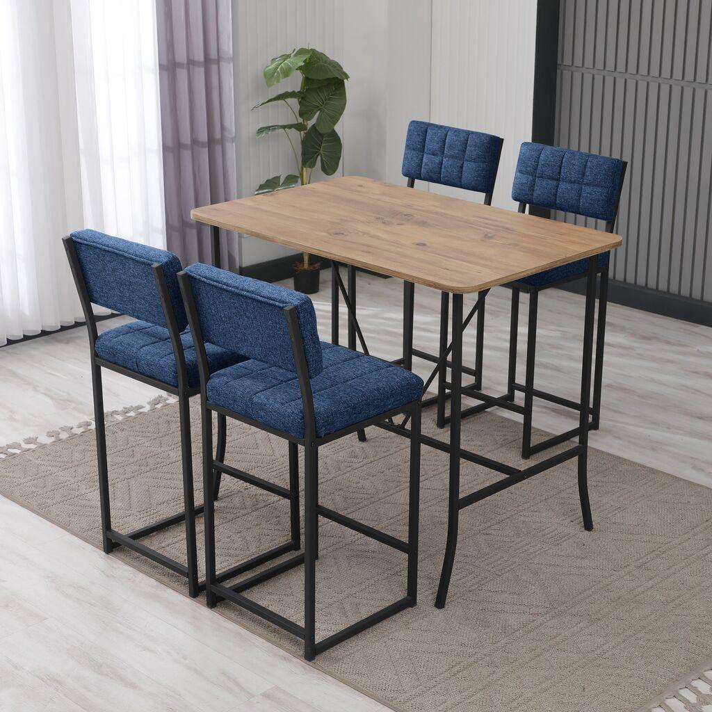 Hanah Home Комплет барски маси и столчиња, 110 x 92 x 70 см, 5 дела, антрацит
