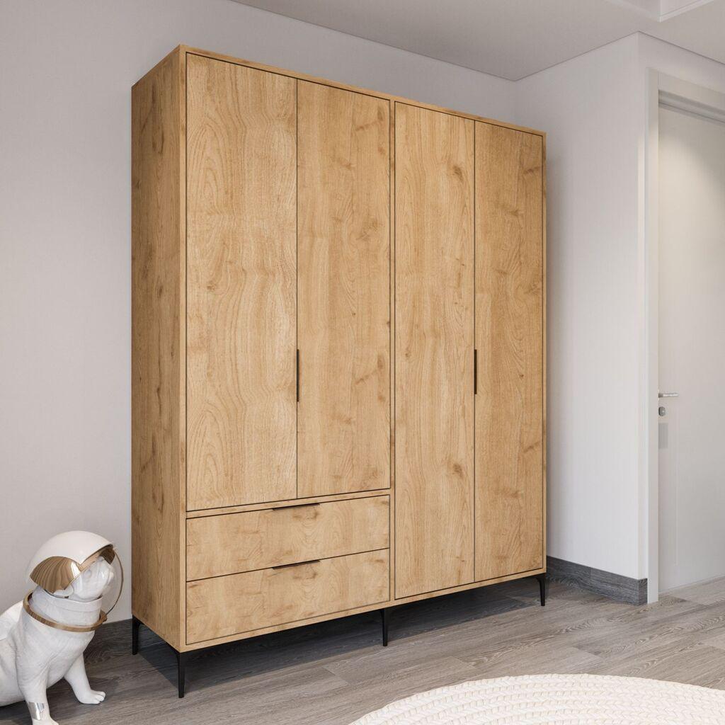 Гардеробер Hanah Home Royal, фиоки 160, 160 x 183 x 45 см, боја на даб