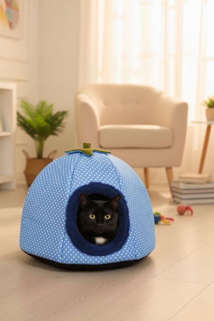 Кревет за мачки „Шепи и мустаќи“ Bcps1000, сино