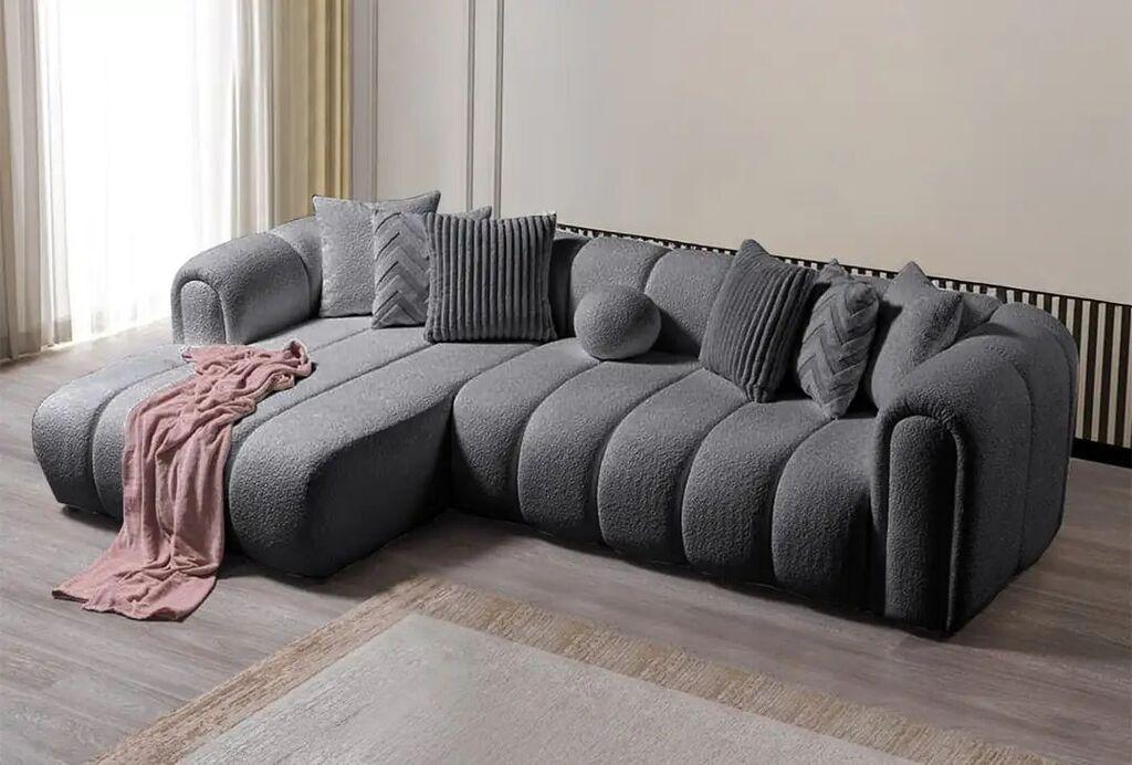 Atelier del Sofa Аголна гарнитура на расклопување N-Line лево, 265 x 185 x 95 см, темно сива