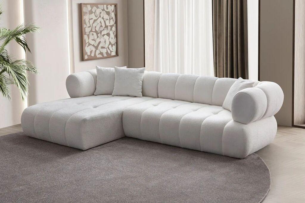 Atelier del Sofa Аголна гарнитура на кревет Petra лева, 280 x 170 см, темно сива
