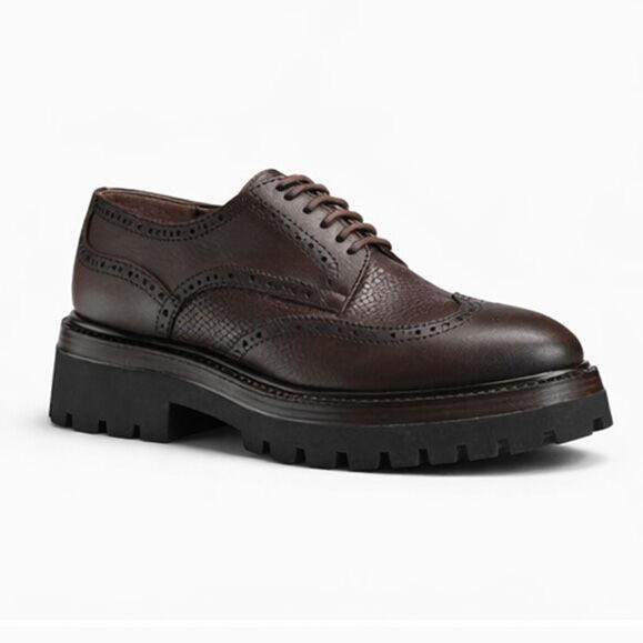 Класични машки чевли Brown Brogue Platform Derby
