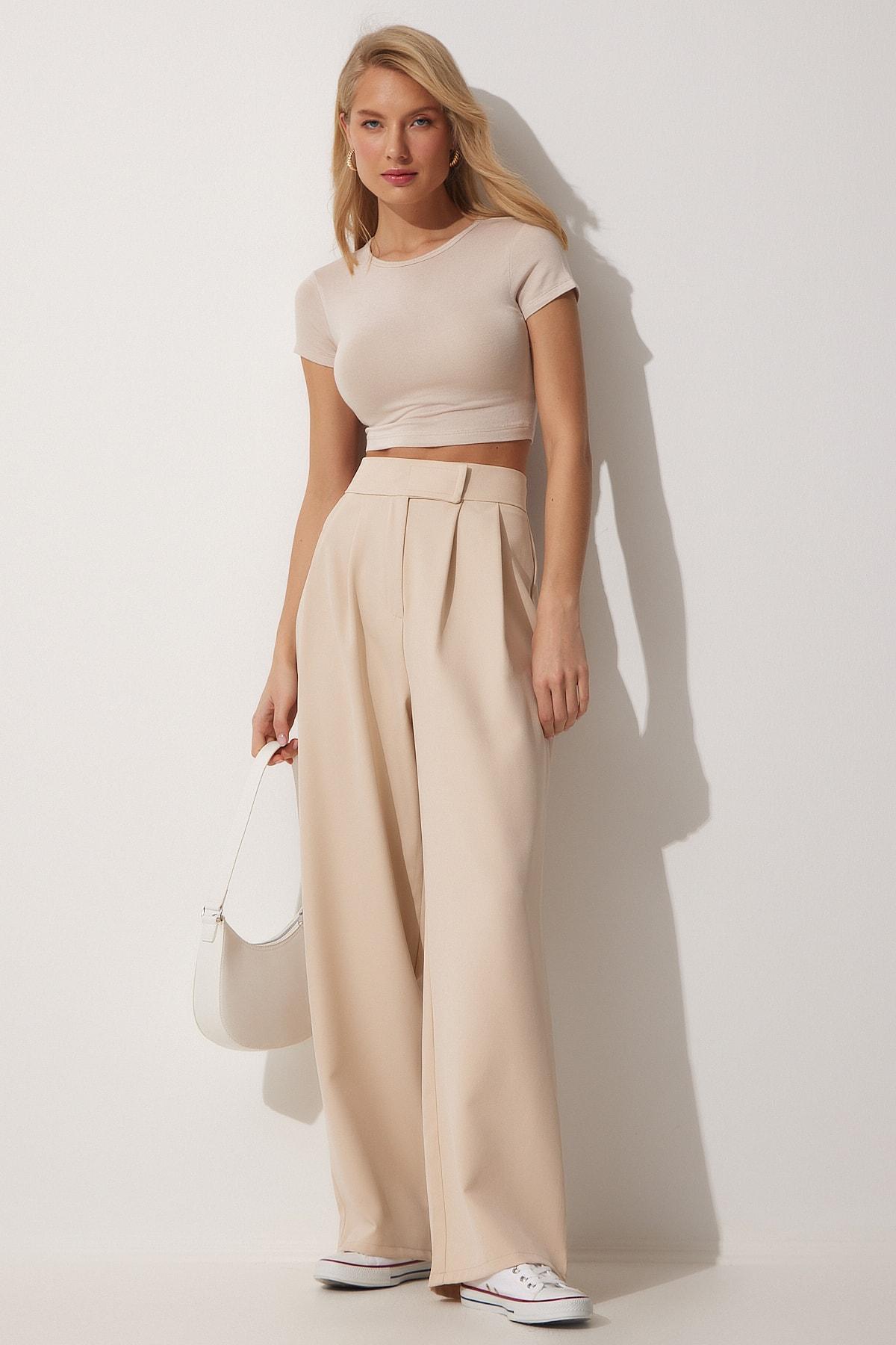 Trendyol Женски Панталони Крем