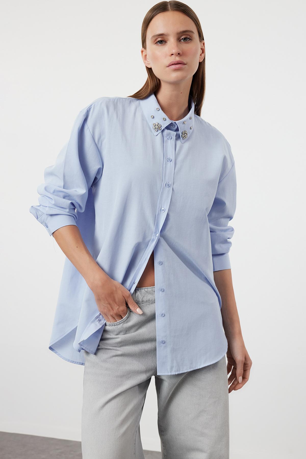 Trendyol Женска Кошула Сина