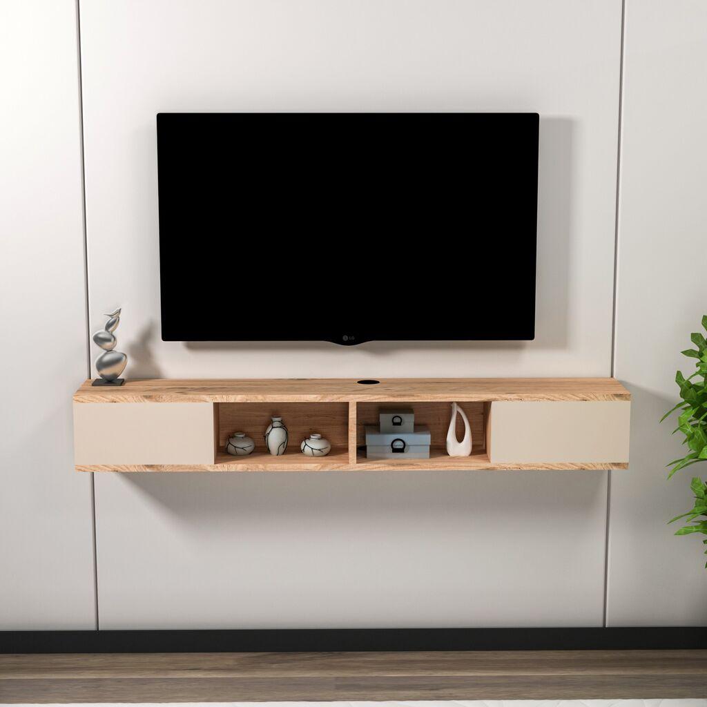 ТВ кабинет Hanah Home Mayer, 140x19,6x22 см, кафеава