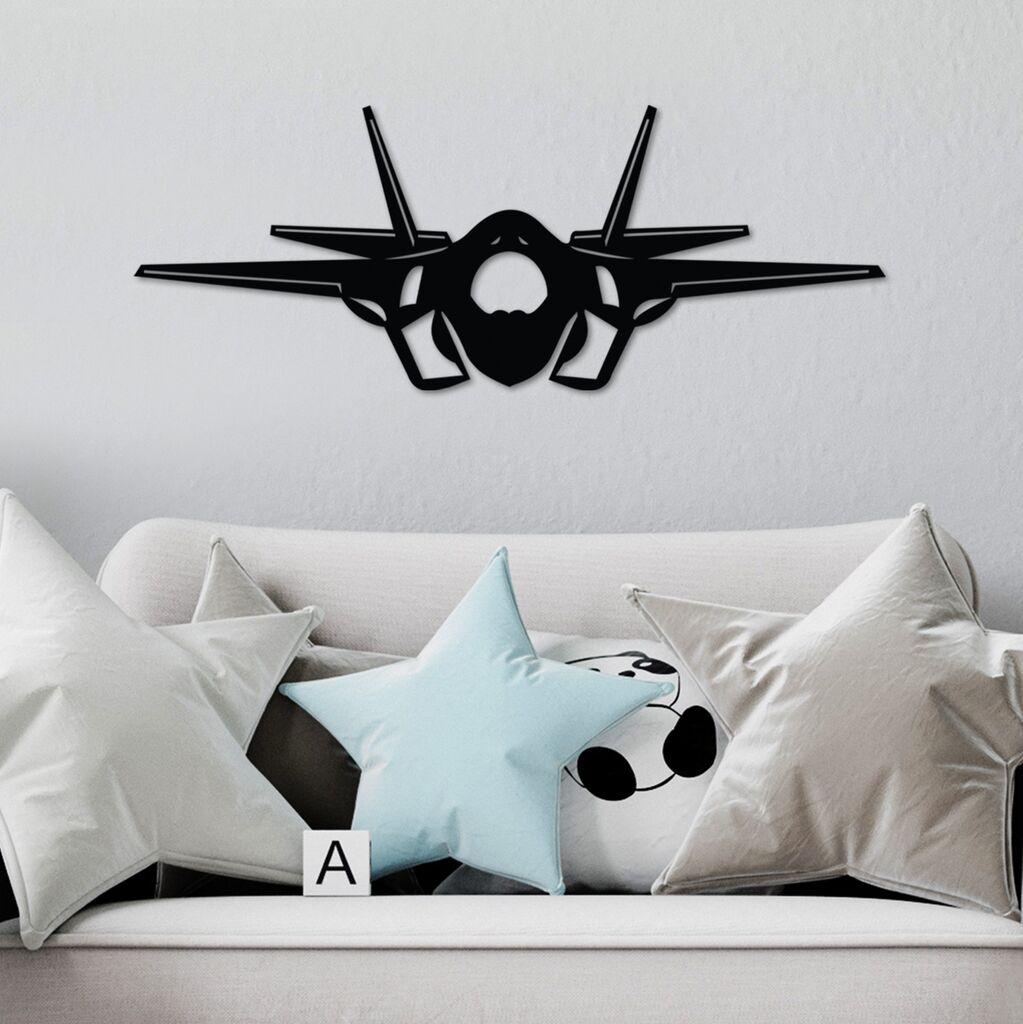 Wallity декорација за ѕид F-35 млазен борец, 60 x 23 см, црна