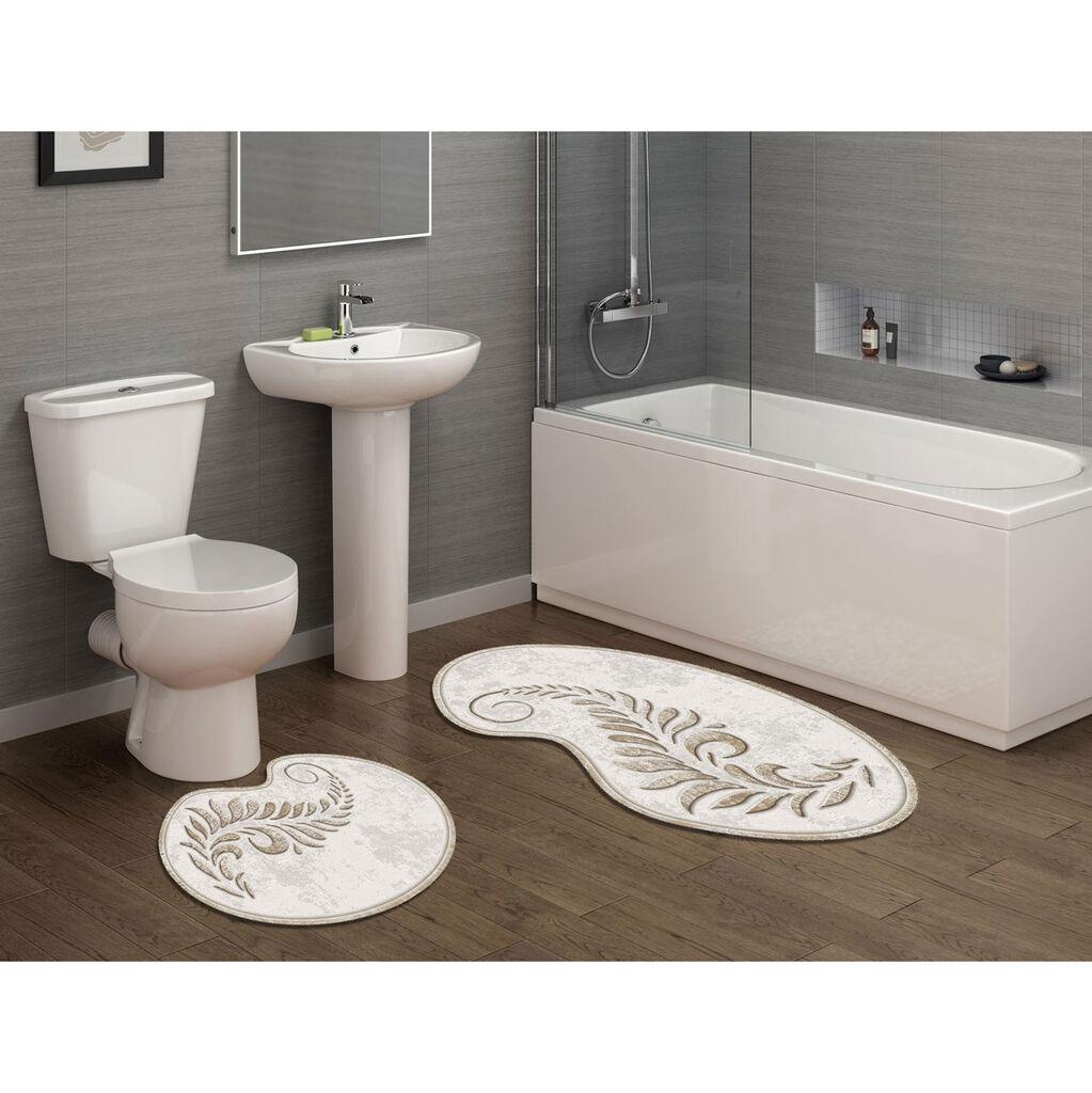 L'essentiel Maison 210FG41115KR Подлога за бања, 2 парчиња, бело-кафеава