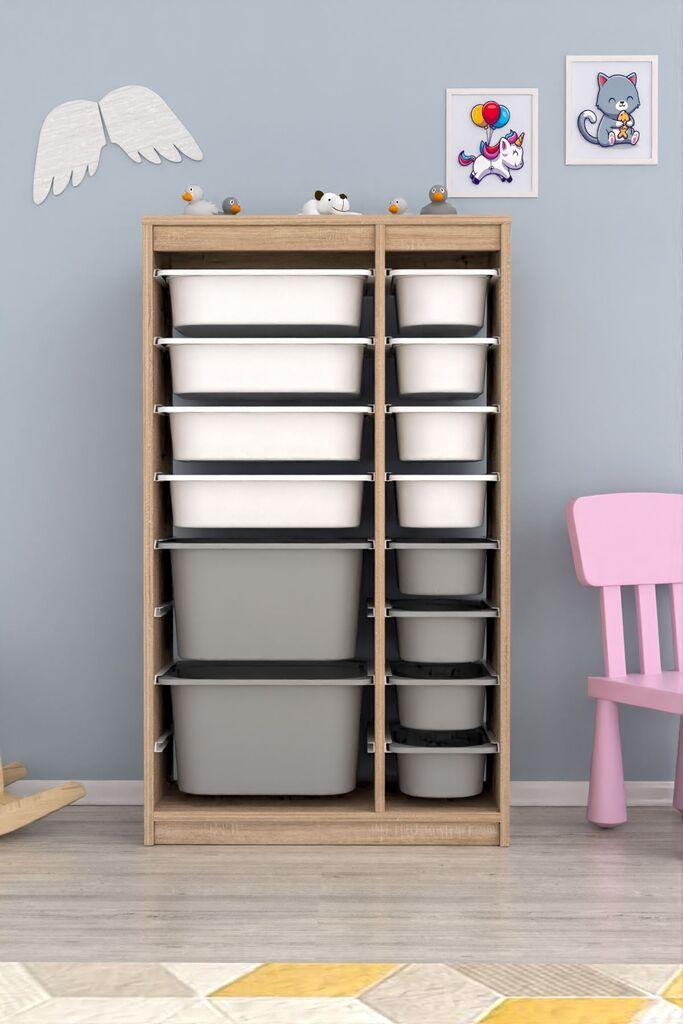 Комода Hanah Home за повеќекратна употреба Montana Xs 2D4N8U, 69 x 112,2 x 29,6 см, кафеаво-бело-сиво