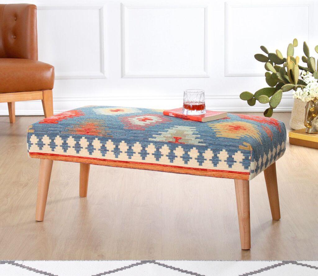 Клупа Atelier del Sofa Beshir, 91x46x42 см, Сина