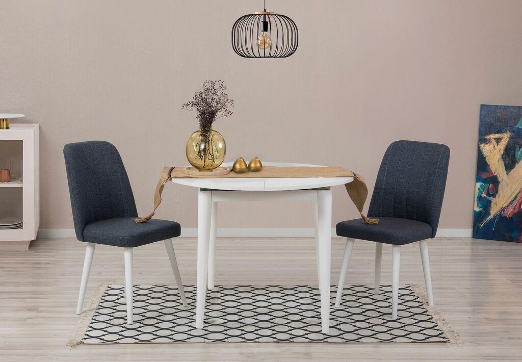 Hanah Home Set Трпезариска маса и 2 трпезариски столчиња Vina 1048, бела