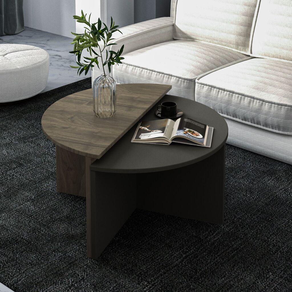 Комплет за клубска маса Hanah Home Dolunay, 70x51.8x38 см, 2 дела, антрацит-орев бои