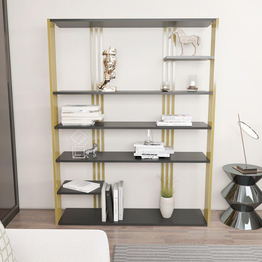 Полица Hanah Home за куќа Џени, 120x160x29,6 см, златно-сива