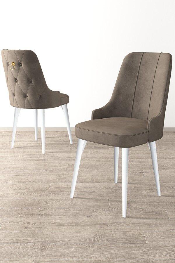 Комплет столчиња Hanah Home Newa, 46x94x46 см, 4 парчиња, бело-кафеава
