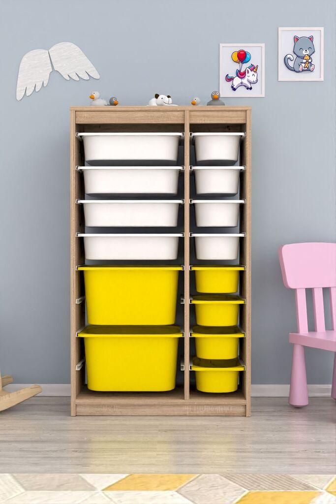 Комода Hanah Home за повеќекратна употреба Montana Xs 2D4N8U, 69 x 112,2 x 29,6 см, кафеаво-бело-жолто