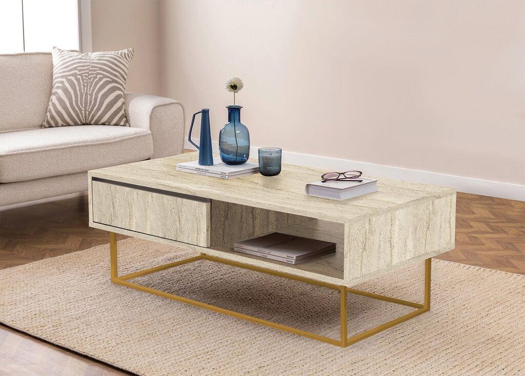 Маса Hanah Home Club Laxus Dale, 120x43x60 см, жолто-бела