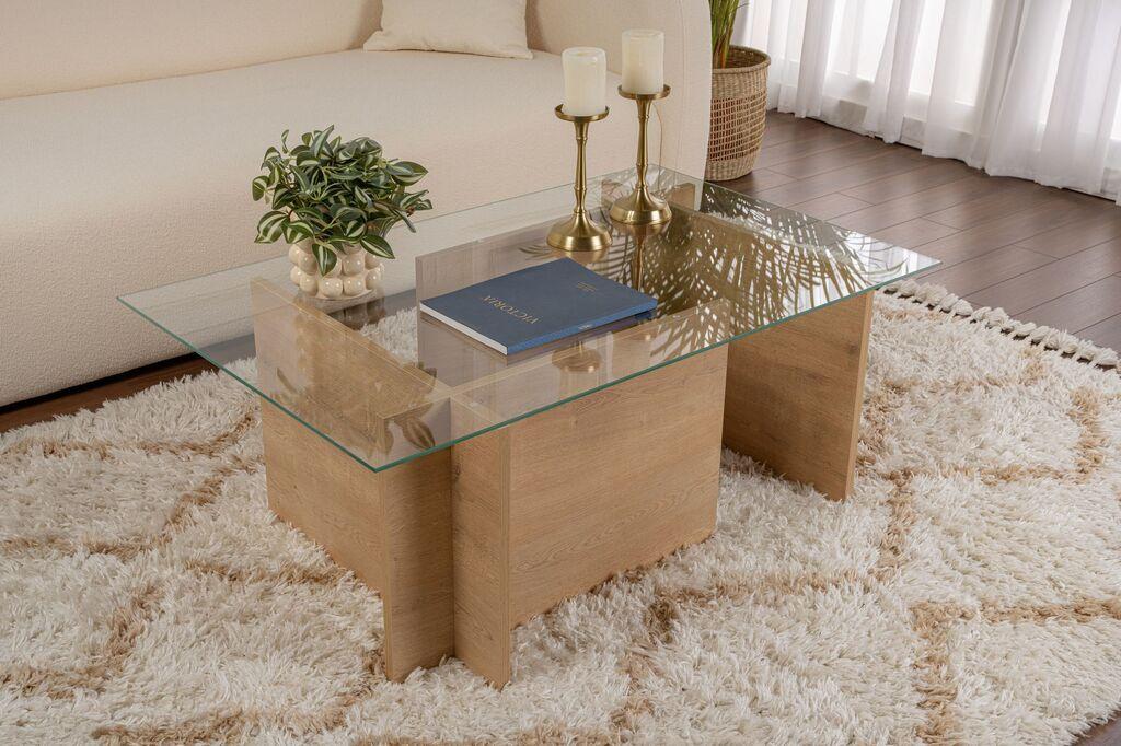 Маса Hanah Home Club Ventrino, 105x65x40 см, кафеава