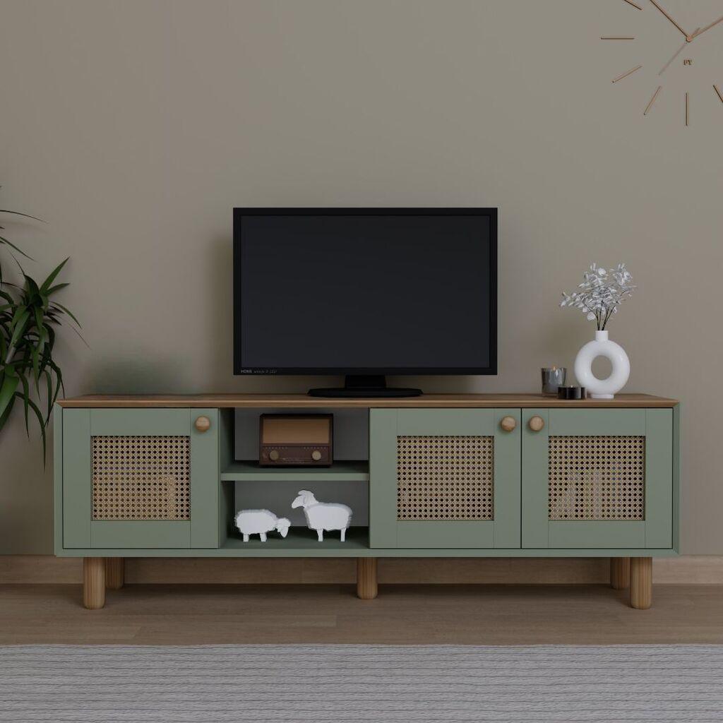 Комода за телевизор Hanah Home Bohemian 1600-142, 160x56x40 см, зелена