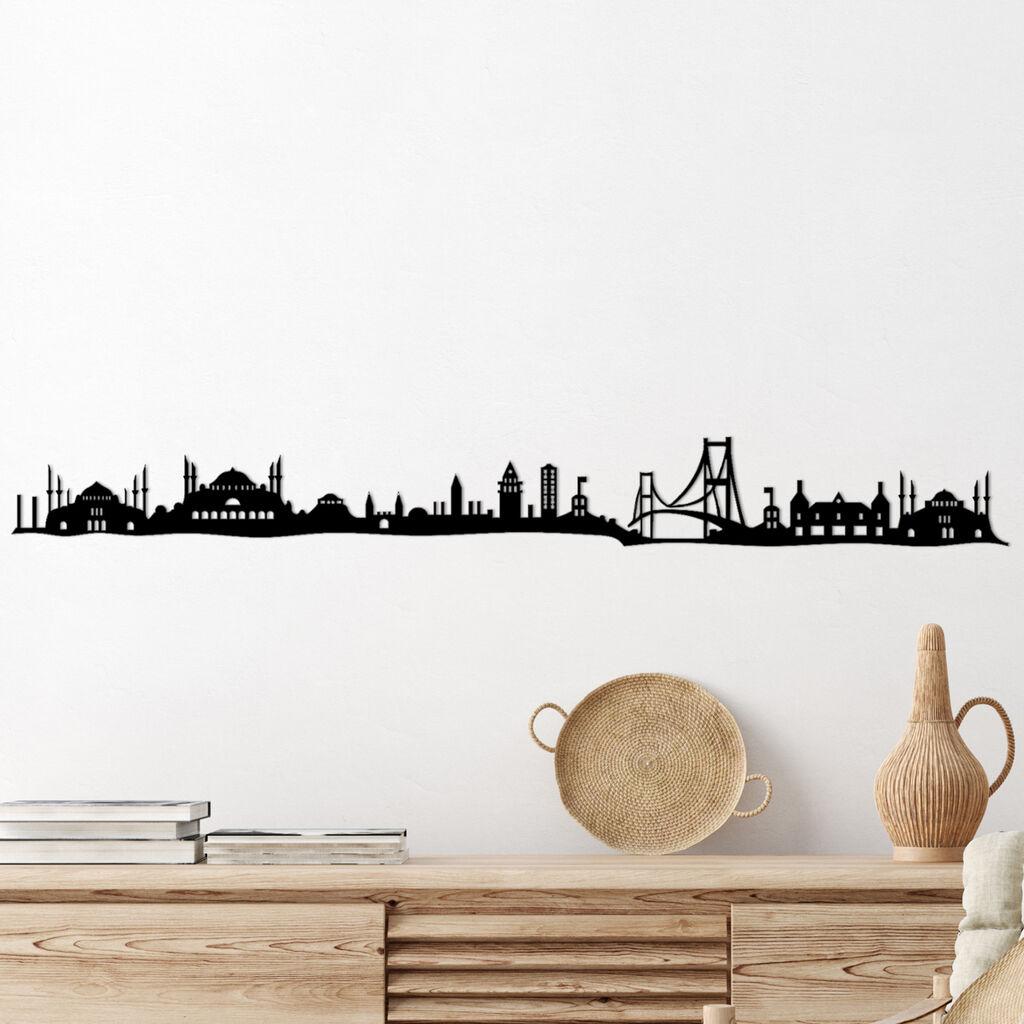 Wallity dzидна декорација Истанбул Скајлајн, 117x0,15x13 см, 1,5 мм, црна